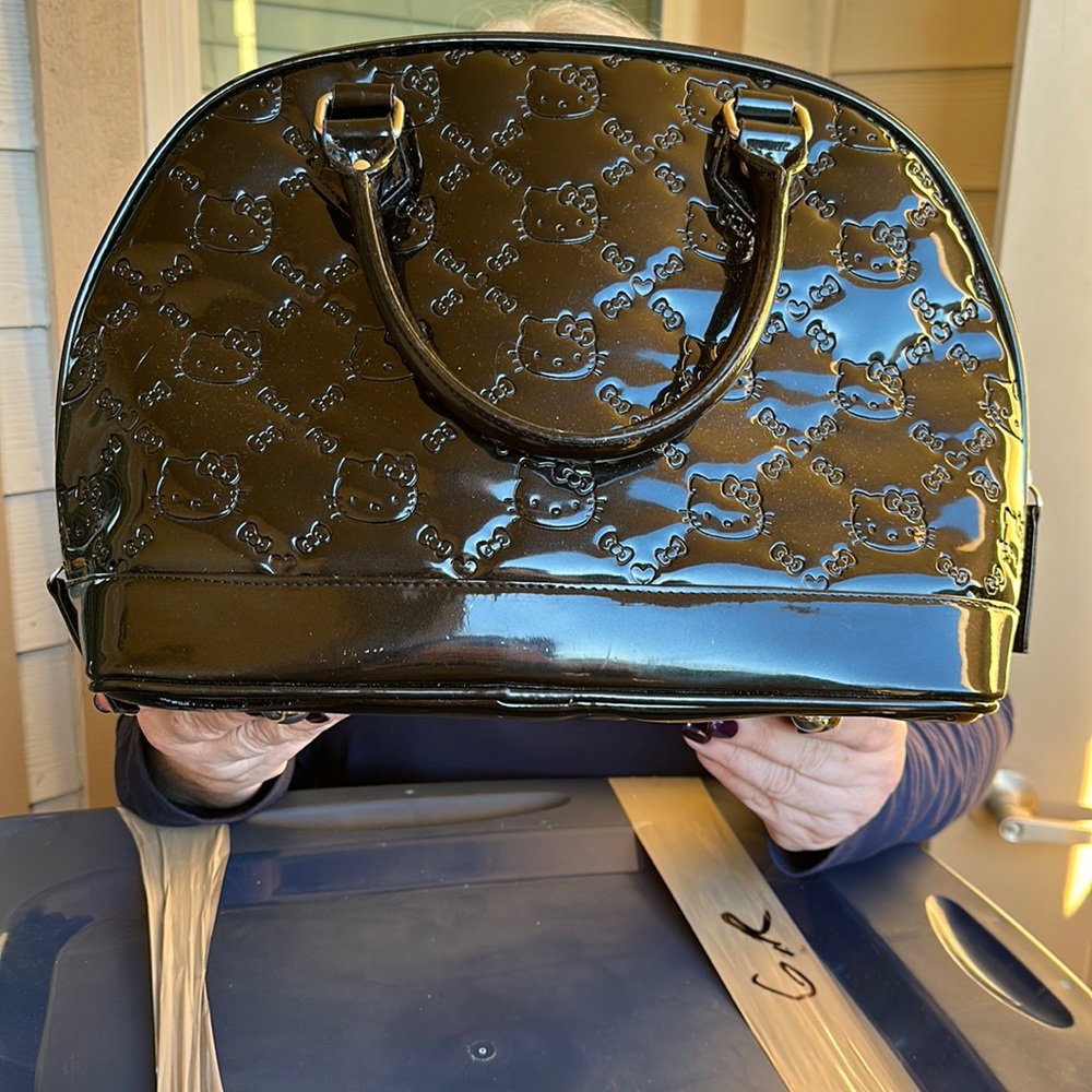 Hello Kitty Embossed Tote Dome Bag, Gunmetal Gray, Loungefly